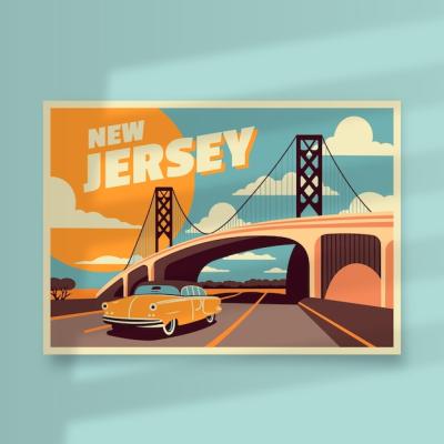 New Jersey Postcard Illustration – Free Download