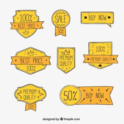 Hand Drawn Sales Yellow Badges – Free Download