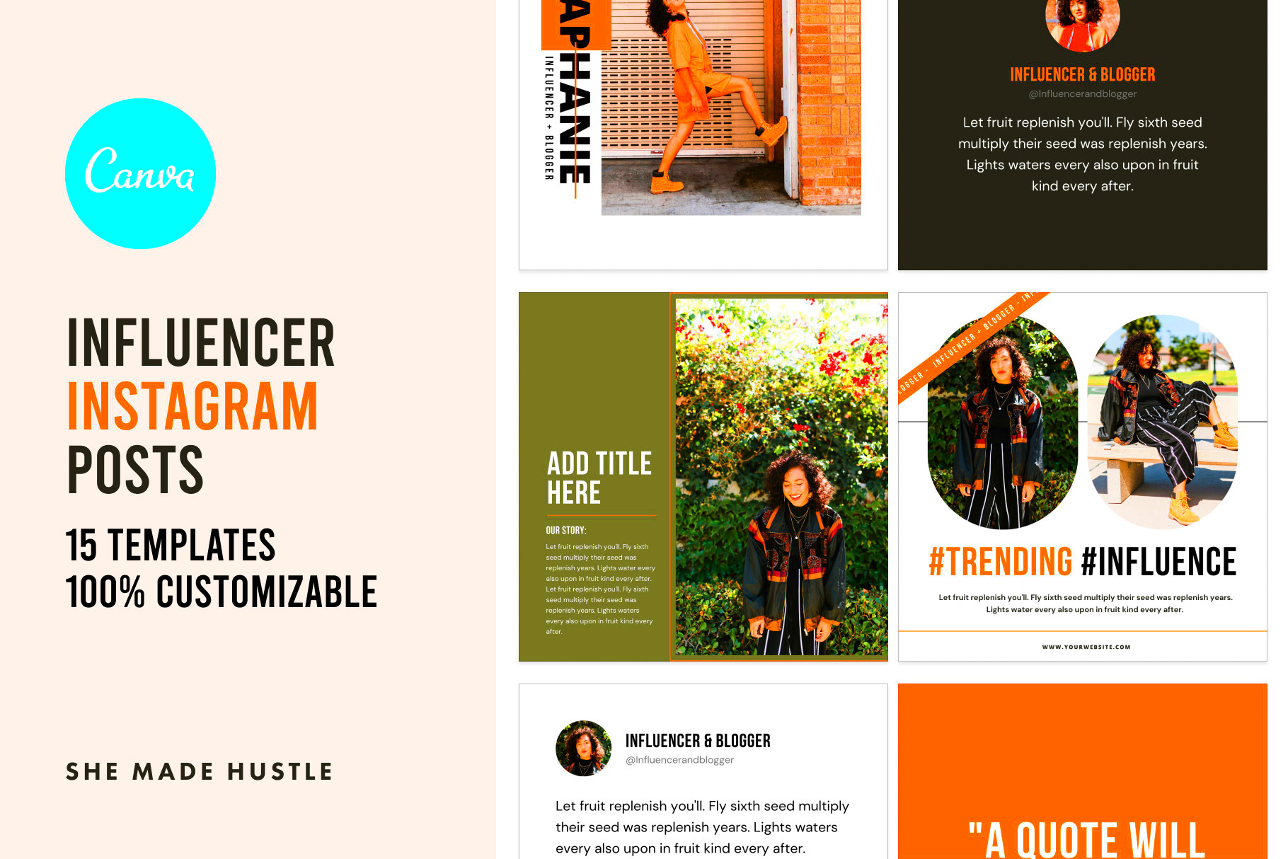 Influencer Instagram CANVA Templates Creative Market