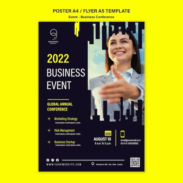 Professional Business Event Vertical Poster Template – Free Download