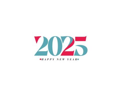 Happy New Year 2025 Typography Design Element for Flyers and Banners – Free Download