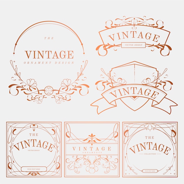 Luxurious Vintage Art Nouveau Badge Vector Set – Free Download