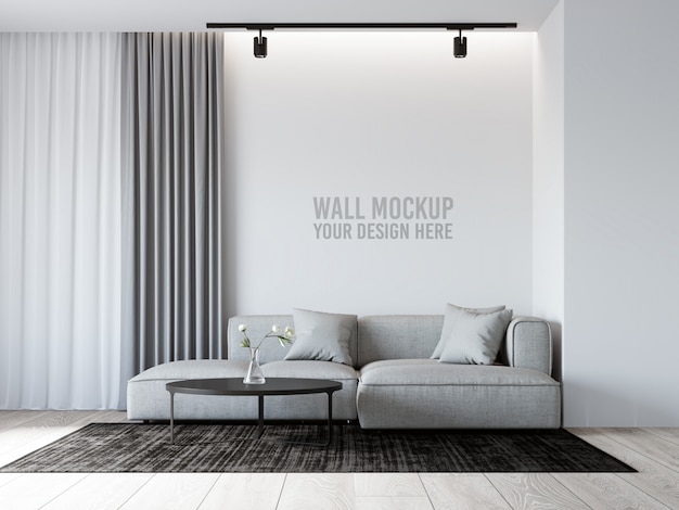 Interior Living Room Wall Mockup – Free Download