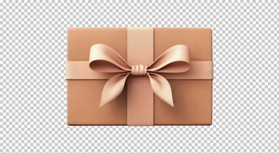 Golden Gift with 3D Bow on Transparent Background – Free Download