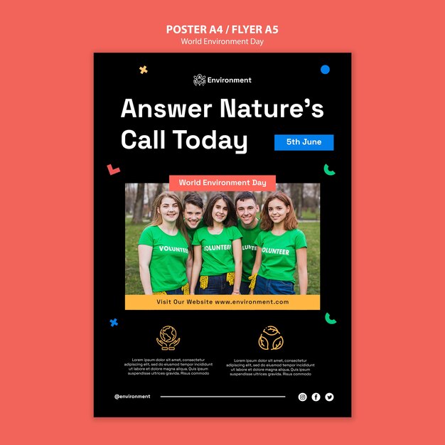 Vertical Poster Template for World Environment Day Celebration – Free Download