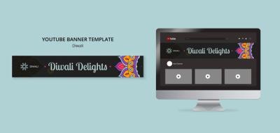 Diwali Celebration YouTube Banner Template – Free Download