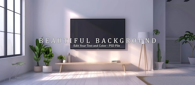 Blank Modern Flat Screen TV Hanging – Free Download