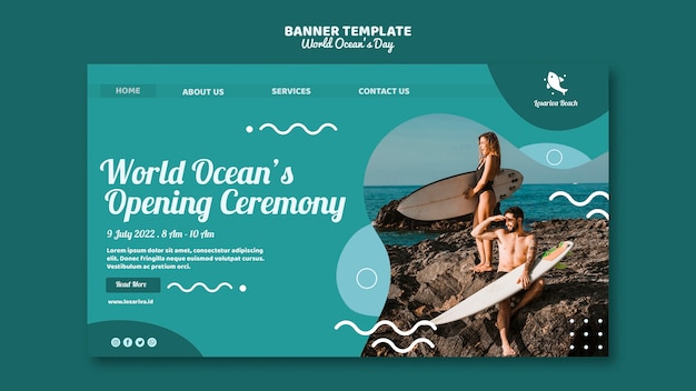 World Oceans Day Concept Banner Template – Free Download