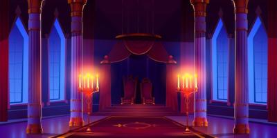 Cartoon Night Castle Hall Illustration – Free Download