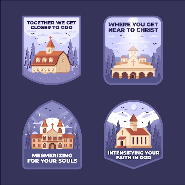 Hand Drawn Christian Church Labels – Free Download