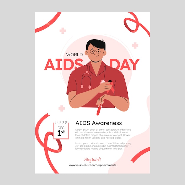 Vertical Poster Template for World Aids Day – Free Download