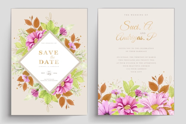 Pink Floral Background and Frame Card Illustration – Free to Download