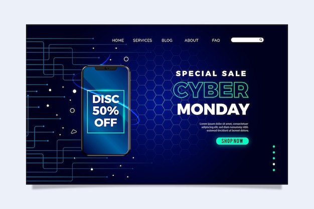 Realistic Cyber Monday Landing Page Template – Free Download