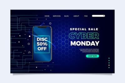 Realistic Cyber Monday Landing Page Template – Free Download