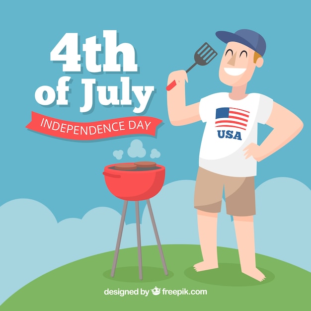 4th of July Background Featuring a Man – Free Download for Independence Day Stock Photo