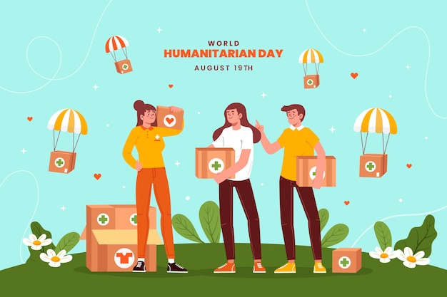 Flat Background Design for World Humanitarian Day – Free Download