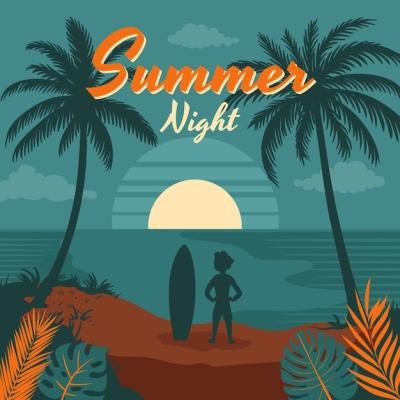 Hand Drawn Summer Night Illustration – Free Stock Photo for Download