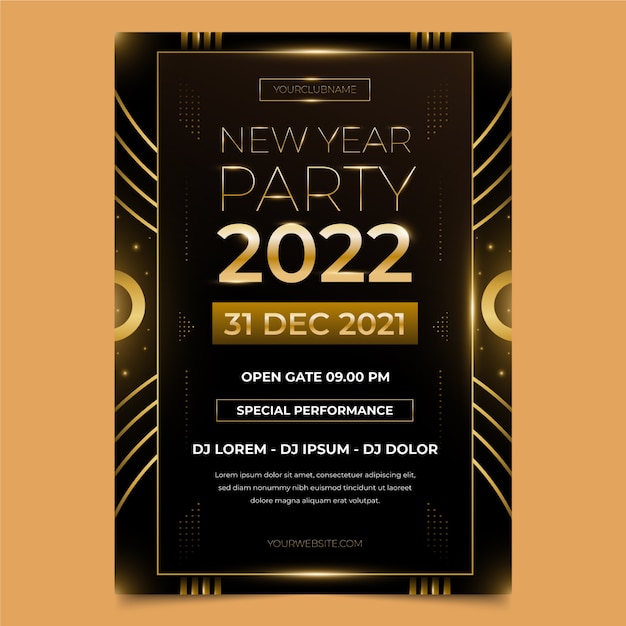 Gradient New Year Party Flyer Template – Free Download