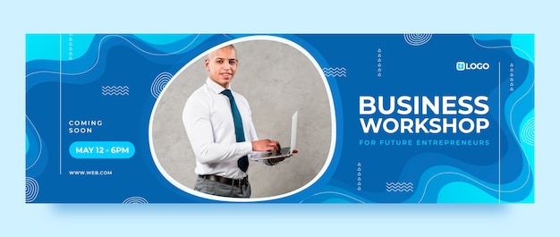 Hand Drawn Fluid Business Workshop Twitter Header – Free to Download