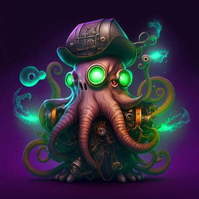 Octopus Monster Character Illustration in Steampunk Style – Free Download