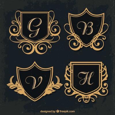 Golden Shield Monograms – Free Download, Free Stock Photo