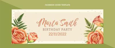 Hand Drawn Watercolor Birthday Facebook Cover – Free Download