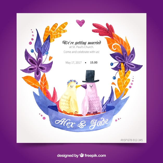 Fun Watercolor Wedding Invitation â Free Download