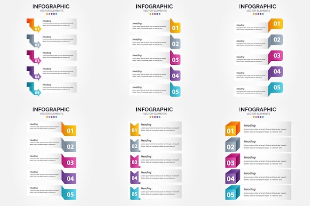 5 Steps Infographics Flat Design Set for Advertising Brochures, Flyers, and Magazines – Free Download