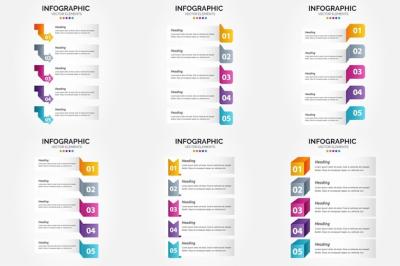 5 Steps Infographics Flat Design Set for Advertising Brochures, Flyers, and Magazines – Free Download