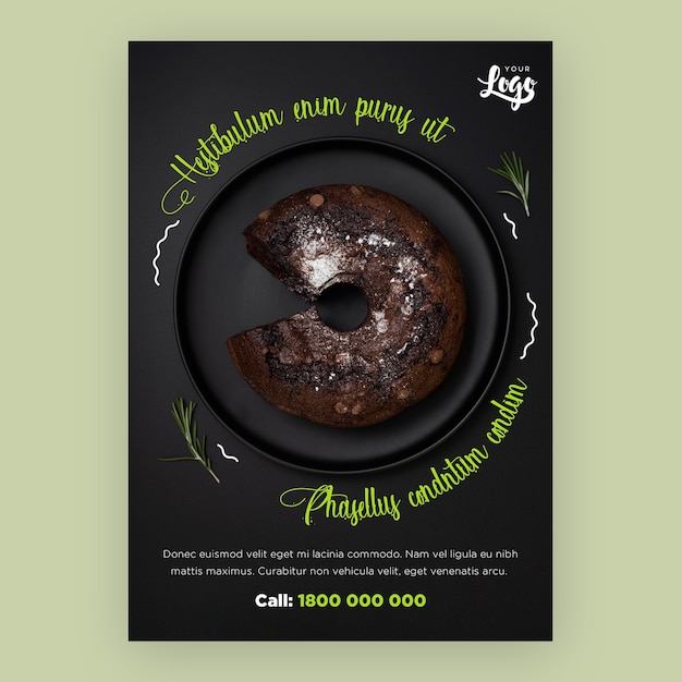 Delicious Restaurant Flyer Template Featuring Cake – Free to Download