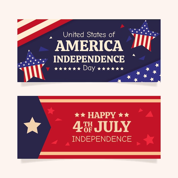 Flat 4th of July – Independence Day Banners Set for Free Download