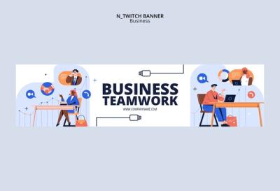 Flat Design Business Twitch Banner Template – Free Download