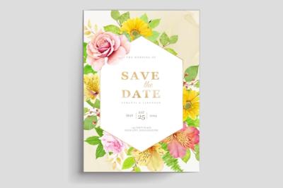 Beautiful Hand Drawn Roses Wedding Invitation Card Set – Free Download