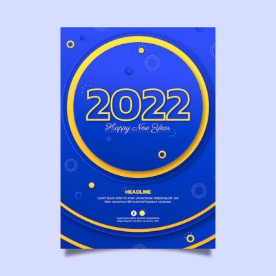 Vertical New Year Poster Template in Paper Style – Free Download