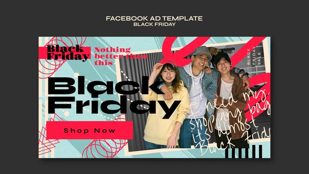 Black Friday Sale Facebook Template in Flat Design – Free Download