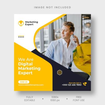 Instagram Post and Social Media Banner Template for Digital Marketing Agency – Free Download