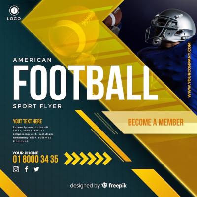 American Football Flyer – Free Download of Vector Templates