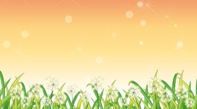 Background Design Template Featuring Green Grass and Flowers – Free to Download