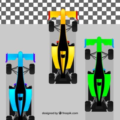 F1 Racing Cars in Various Colors at the Finish Line – Free Stock Photo Download