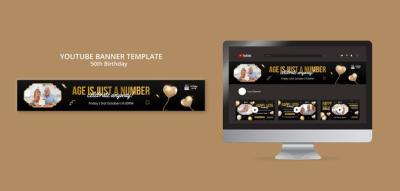 50th Birthday Celebration YouTube Banner Template – Free to Download