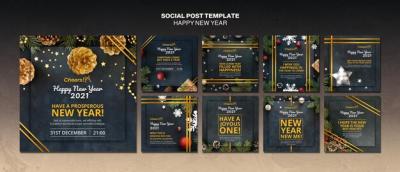 Happy New Year 2021 Social Media Post Template – Free to Download