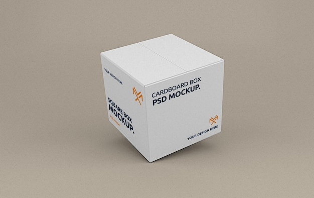 Realistic Modern Square Cardboard Box Mockup Template – Free Download