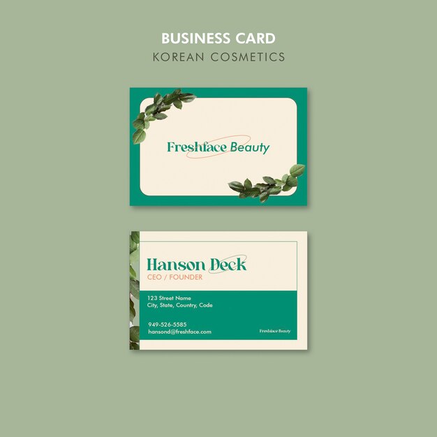 Korean Cosmetics Business Card Template – Free Download