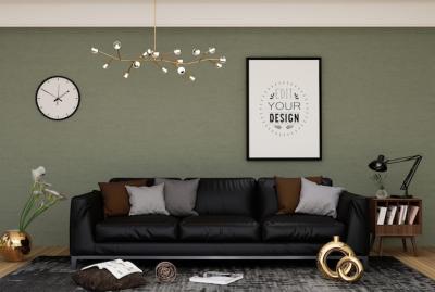 Poster Frame Mockup for Living Room – Free Download