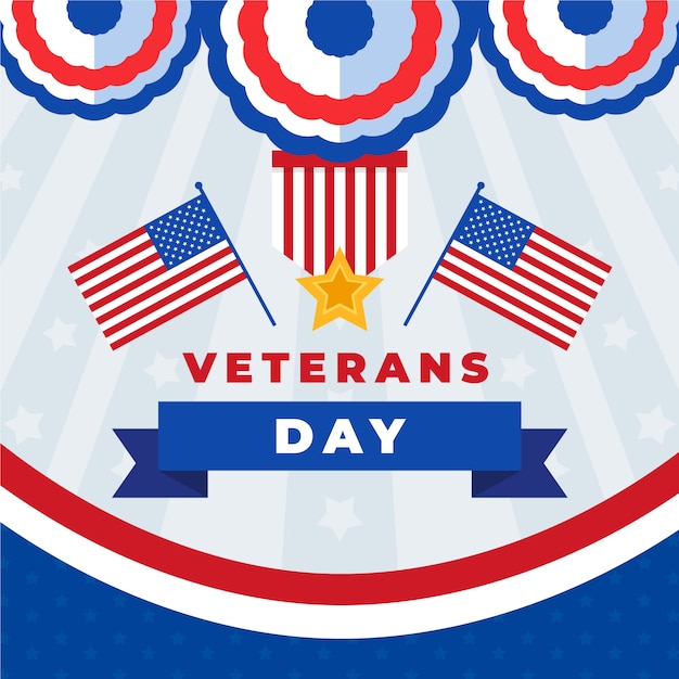 Flat Veterans Day Illustration – Free Download