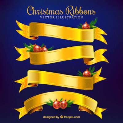 Golden Christmas Ribbons – Free Download, Free Stock Photo