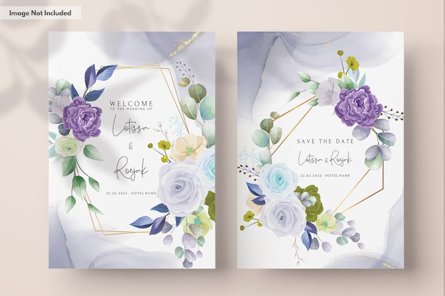 Beautiful Hand Drawn Roses Floral Wedding Invitation Card Set – Free Download