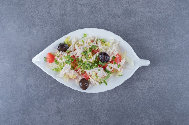 Homemade Chicken Salad on Leaf-Shaped Plate – Free Download