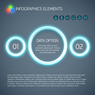 Abstract Digital Geometric Infographics with Blue Neon Circles – Free Download