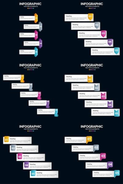 5 Steps Cycle Diagrams and Timelines – 6 Infographics Pack for Easy Presentation